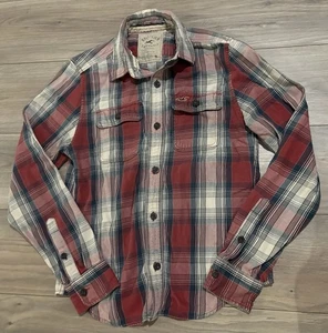 Hollister Herren Flanell Unterteil Daunen Hemd Gr. rot blau kariert - Bild 1 von 4