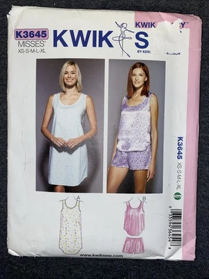 Sleepwear Nightgown Sewing Pattern XS-XL Kwik Sew 3645 - Image 1 of 4