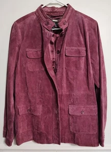 Dennis Basso Mujer Chaqueta de Cuero Lavable Abrigo Informal Vintage Vaquera Occidental - Imagen 1 de 8