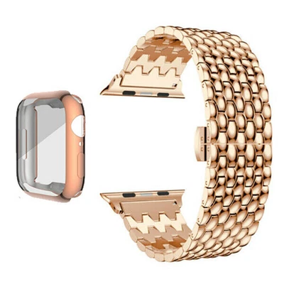 Correa de reloj + estuche de TPU correa de muñeca de metal para Apple Watch 11 10 9 8 7 6 5 4 SE 3 2  Foto 1 de 4