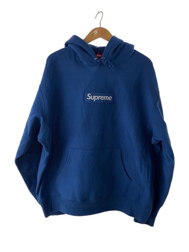 Felpa Supreme con cappuccio XL cotone blu tinta unita usata