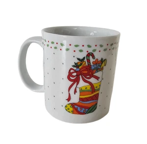 Taza de café de porcelana con medias de Navidad - Imagen 1 de 5