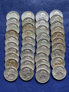 40 - 1964 D Washington Quarters 90% Silver Roll - Picture 1 of 1