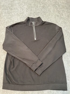 Suéter Bugatchi Para Hombres L Negro 1/4 Cremallera Rendimiento Pullover Logo Manga Bolsillo Foto 1 de 4