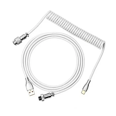  Mix 1.8m Coiled Keyboard Cable, USB C to USB A TPU Cable for Mechanical White - Image 1 of 4
