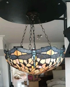 Tiffany Stained Glass Hanging Ceiling Pendant Light - Dragonfly - 54 cm Dia. - Picture 1 of 10
