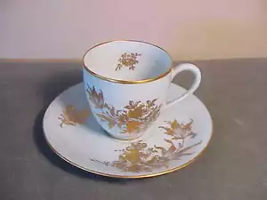 VINTAGE HAND-PAINTED ORLIK FRENCH PORCELAIN TEACUP & SAUCER SET HEAVY GOLD SGND - Picture 1 of 10