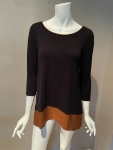 WHBM 3/4 sleeve black and copper top Size S - Picture 1 of 5