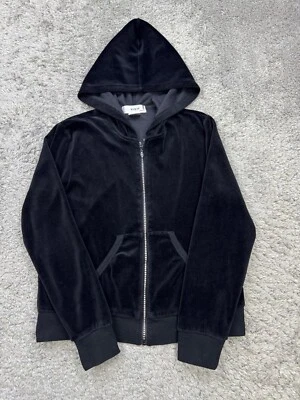Chaqueta KIKIT Mujer Pequeña Negra Terciopelo Cremallera Completa Capucha Pista Abrigo Deportivo Foto 1 de 4