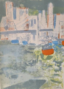 Paul Guiramand ""New York Harbor"" Original Steinlithographie limitierte Auflage. 1964 - Bild 1 von 5