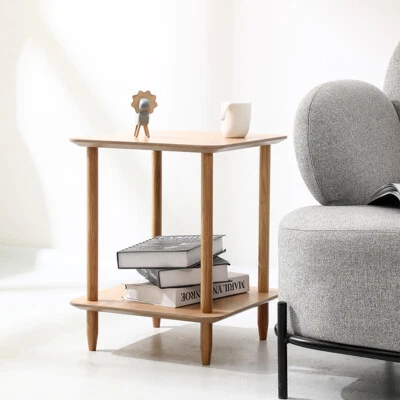 2 Layer Wooden Coffee Bedside Table End Table Sofa Side Nightstand Living Room - Image 1 of 4