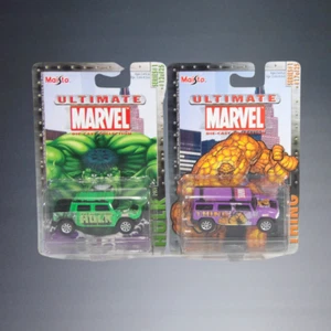 2pc 2002 MAISTO ULTIMATE MARVEL HULK+THING HUMMER H2 DIE CAST CARS SERIES 1 - Picture 1 of 3