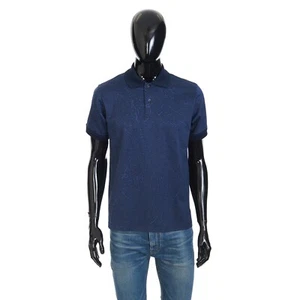 BERLUTI 660$ Polo-Shirt - Warm Blue All Over Scritto Jacquard Cotton - Picture 1 of 12