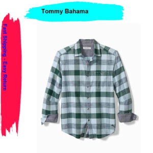 138 $ Tommy Bahama Big & Tall Canyon Beach Buffalo Karohemd hydroblau XXL/TT - Bild 1 von 1