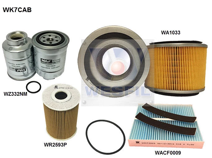 WESFIL FILTER SERVICE KIT FOR NISSAN PATROL GU Y61 3.0L ZD30 ZD30DDTI 4/00-1/07 - image 1 of 1