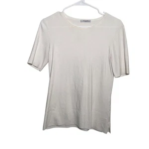 MM Lafleur T-Shirt Damen Medium Rippstrick Kurzarm Minimal Rundhals Oberteil - Bild 1 von 11
