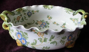 ANTIQUE ITALIAN MAJOLICA CANTAGALLI CENTREPIECE JARDINIERE ROOSTER COCKEREL MARK - Picture 1 of 12