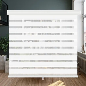 Cordless Zebra Blinds Roller Shades for Window-Dual Layer Sheer Blinds 18" X 72" - Picture 1 of 5