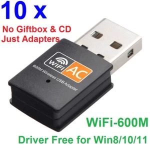 Lot 10 x 600Mbps 2.4/5.8G Dual-Band Mini USB WiFi Wireless Adapters Network Card - Picture 1 of 7