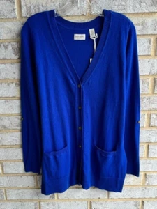 Dockers Blue Long Sleeve Button Up Cardigan Wool Blend Sweater Women's Size S. - Picture 1 of 7