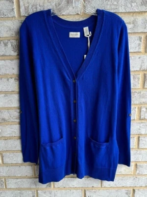Cárdigan Dockers azul manga larga abotonado mezcla de lana suéter para mujer talla S. Foto 1 de 4