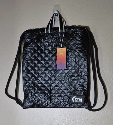Bolso Zyia Active negro acolchado con cordón nuevo con etiquetas Foto 1 de 4