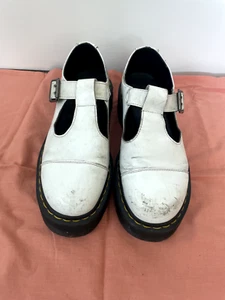 Dr Martens White chunky Bethan T-Bar Platform Leather Shoe uk 7 au 41 au 9-10 - Picture 1 of 5