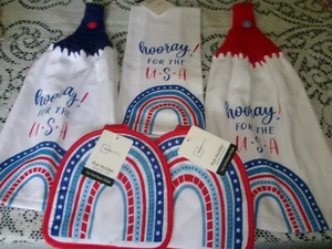 Set 5 pezzi di hooray! FOR THE U*S*A Portapiatti da Cucina in Cotone Stampato - Foto 1 di 4