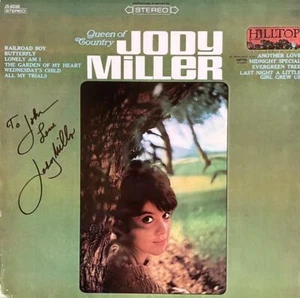 JODY MILLER AUTÓGRAFO FIRMADO A MANO LP ÁLBUM "QUEEN OF COUNTRY" - Imagen 1 de 5
