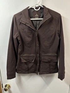 Prana Women’s Size Small Full Zip Jacket Field Coat Brown Cargo Pocket - Picture 1 of 7