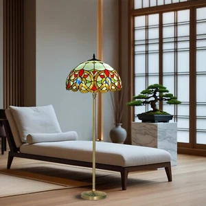 Large Multicolor Tiffany Style Floor Lamp Stained Glass For Home Living Bedroom - Picture 1 of 9