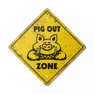 Pigout Vintage Crossing Sign Xing Plastic Rustic bbq barbeque pork smoker eat fo - Picture 1 of 4