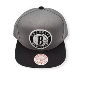 Mitchell & Ness Brooklyn Nets Wool 2 Tone Gray/Black Adjustable Snapback Hat Cap - Picture 1 of 6
