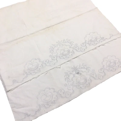 Par de tubos de funda de almohada vintage estampados para bordado crewel 1040 pergamino blanco Foto 1 de 4