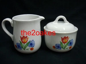Corelle FRESH CUT Sugar Bowl Cream Pitcher Creamer Tulips Coordinates - Picture 1 of 4