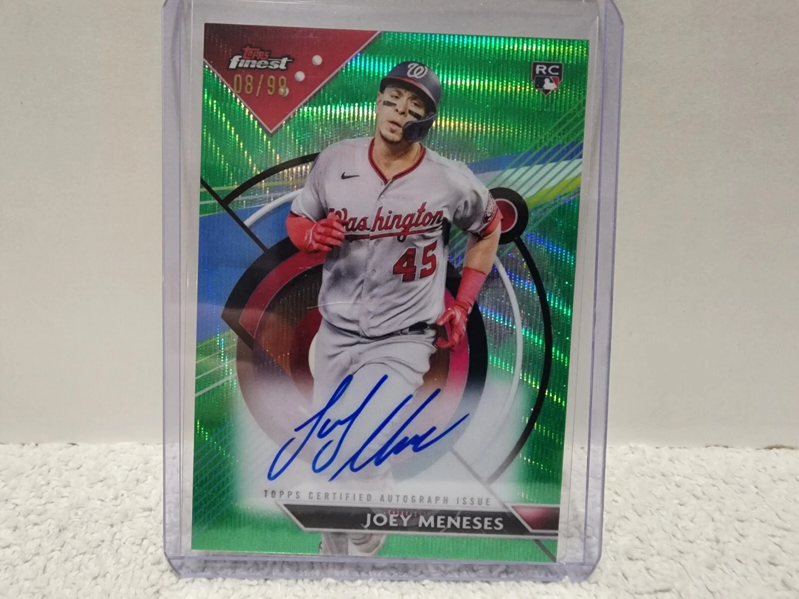 2023 Topps Finest Green Wave Refractor /99 Joey Meneses #FA-JM Rookie Auto RC!!!