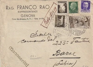 S5901-REGNO, LIGURIA, BUSTA DA GENOVA, POSTA AEREA PER BARCE ( LIBIA?), 1937 - Foto 1 di 1