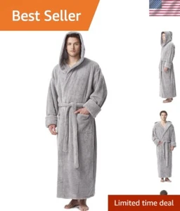 Versatile Long Hooded Men's Bathrobe, Ankle Length, Multiple Sizes Available - Picture 1 of 9