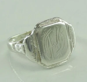 Herren Siegelring Vintage mit Gravur / 835er Silber - 61 (19,4 mm Ø) - Picture 1 of 7