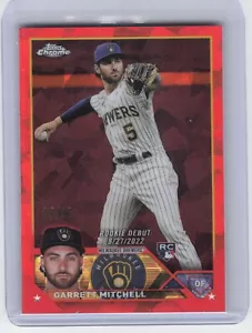 2023 Topps Cromo Actualización Zafiro Garrett Mitchell USCS77 Novato Naranja /25 - Imagen 1 de 2