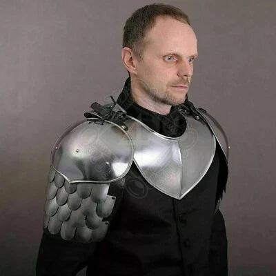 18Ga Medieval Knight Scale Steel Pair Of Pauldrons Armor Shoulder Gorget Larp - Image 1 of 4