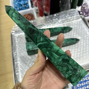 200mm Natural malachite obelisk quartz tower point healing decor random 1pc - Picture 1 of 17