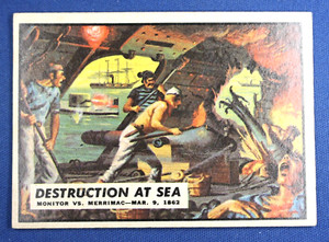 1962 Topps Civil War News - #10 "Destruction at Sea" Monitor vs Merrimac - Ex++