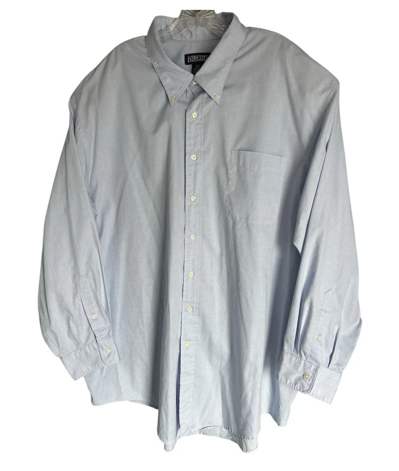 Camisa con botones Lands' End Direct Merchants cambray para hombre talla alta 20-36 azul Foto 1 de 4