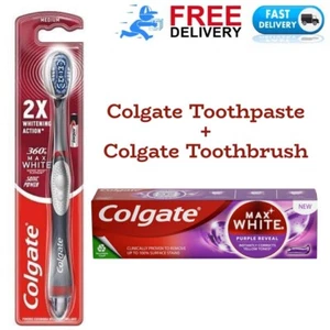 Colgate 360 Max White Expert Whitening Sonic Power Battery Toothbrush +Toothpast - Picture 1 of 6