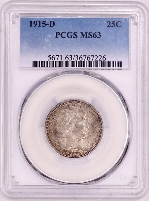 1915-D Barber Quarter PCGS MS63 - Nice Original Flashy Coin PQ - Image 1 of 4