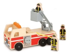 Melissa & Doug Wooden Fire Engine With 3 Firefighter Play Figures