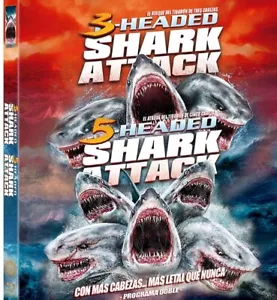 3+5 -HEADED SHARK ATTACK ( Las dos películas) 2 Mano BLU-RAY Región A-B-C 'L-14' - Imagen 1 de 3