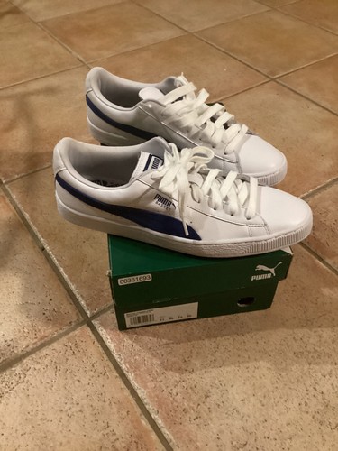 NUOVO Puma Basket Classic Xxi stringato uomo bianco blu sneakers scarpa casual BELLO