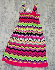 NWT Girls Size 6T Brand Pinky Dress Smocked Sundress With Pink Flower Chevron  - Picture 1 of 3